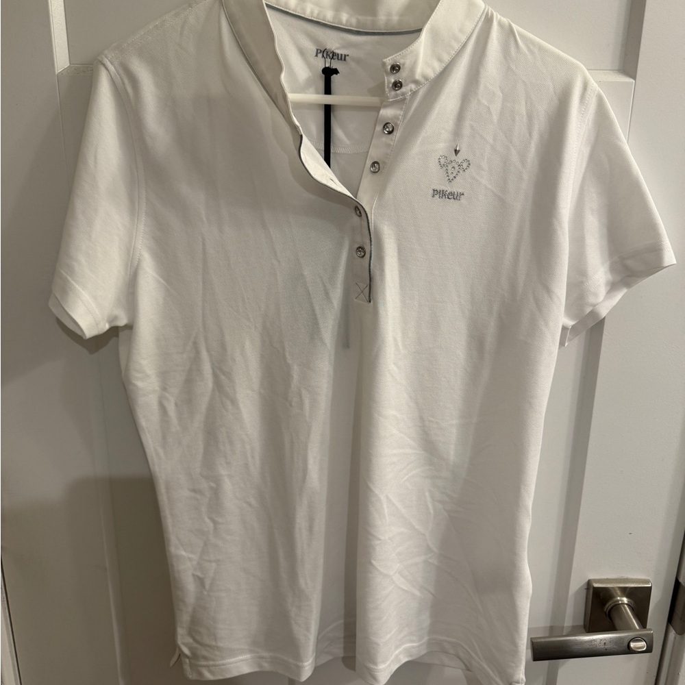 Pikeur equestrian White Polo show Shirt with Short Sleeves